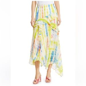 Tanya Taylor Teresa Silk-Blend Asymmetric Midi Skirt